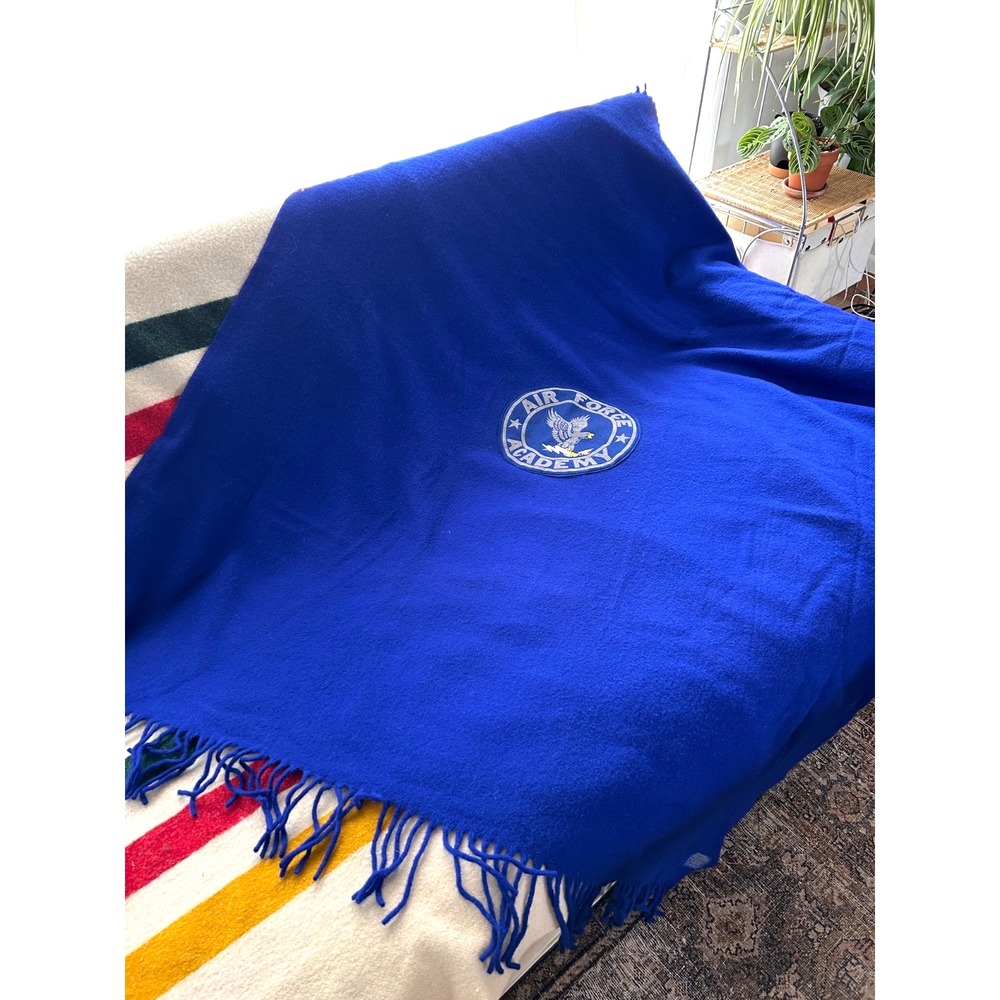 Vintage Pendleton Air Force Academy Blue Wool Blanket Throw USA Made 65x53